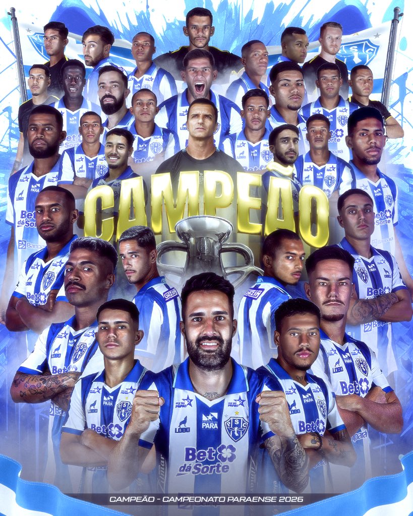 Paysandu's tweet photo. É CAMPEÃOOOOOOOOOOOOOOO!!!!!!!!!!!!!!!!!!!!!!!!🏆🏆🏆🏆🏆🏆

O PAYSANDU SPORT CLUB SE TORNA PELA 51ª VEZ CAMPEÃO DO CAMPEONATO PARAENSE!!!!!!!!! 🐺💙

PAY SAN DUUUUUUUUU!!!!!!!!!!!!!!!! 💙🤍

#VamosPaysandu https://t.co/uFgBURngpD