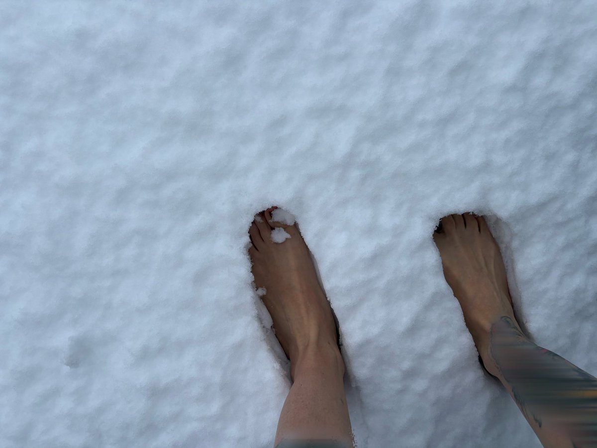DevileneRouge's tweet photo. random moment when I decided to walk barefoot in the snow. good boys wait โ๏ธ #barefoot #snowwalk #coldfeet https://t.co/y6mvVbgUcb