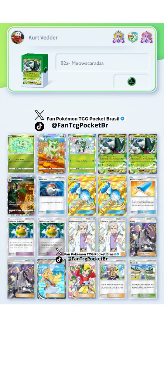🚨🔥 A rankeada está para voltar em 3 dias! Vamos mandar uma sequência de decks competitivos e fortes pelos próximos dias para começar bem a rankeada no #PokemonTCGPocket !
 
✅ Deck de Meowscarada! EX novo adicionado na coleção atual, onde trás uma nova mecânica bem legal, ele