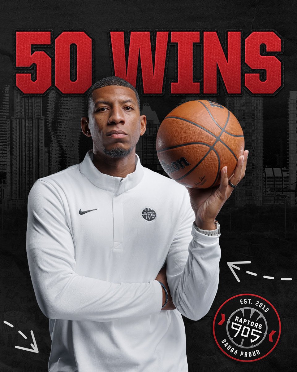 Raptors905's tweet photo. 50 WINS in the books for Coach Drew👏 https://t.co/QwyrMLKg8y