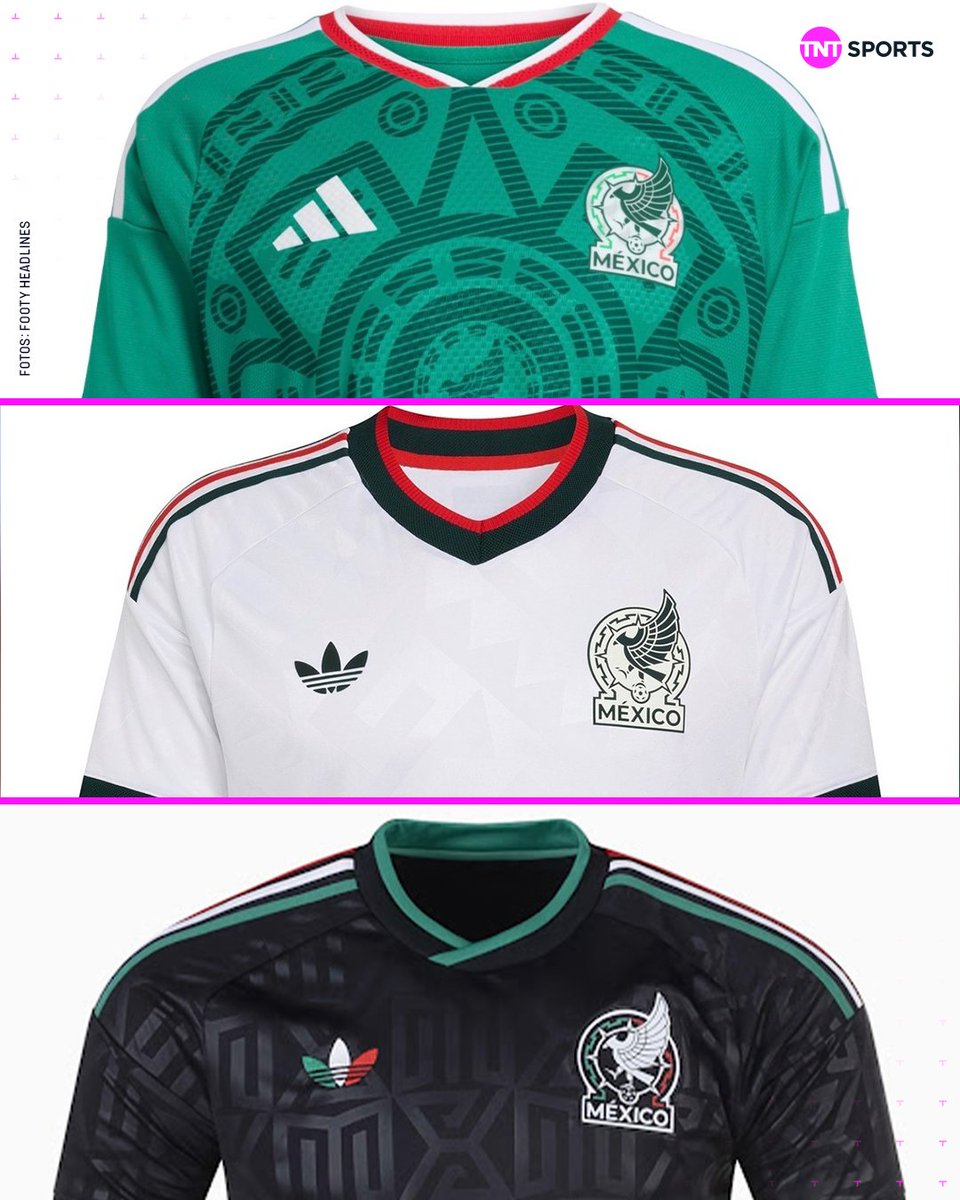 tntsportsmex's tweet photo. ¿Local, visitante o alternativo? 🇲🇽 💚🤍🖤

Los que serán, de acuerdo con Footy Headlines, los 3️⃣ jerseys de México para la Copa Mundial. 🏆🌎

Elige tu favorito. 🗳️ https://t.co/kW70lzTLOr