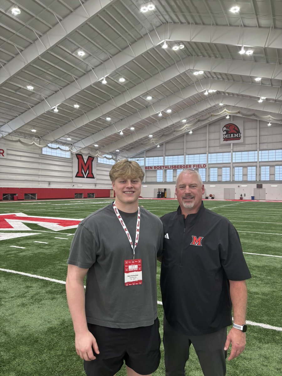 NickSchurman08's tweet image. Had a great time in Oxford today and am blessed to receive an offer from @MiamiOHFootball ! Thank you so much @Martin_Miami_HC and @Coachjpatton !
#AGTG
@CoachJMiracle @ShamrockFB @SamMavrick @ZaneBurtron @AllenTrieu @Bryan_Ault @IndianaPreps @PrepRedzoneIN