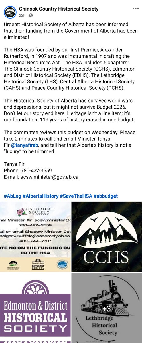 cmcalgary's tweet image. "Urgent: Historical Society of Alberta has been informed that their funding from the Government of Alberta has been eliminated!"

facebook.com/share/p/173q2J…

#Alberta #abpoli #yyc #yeg
