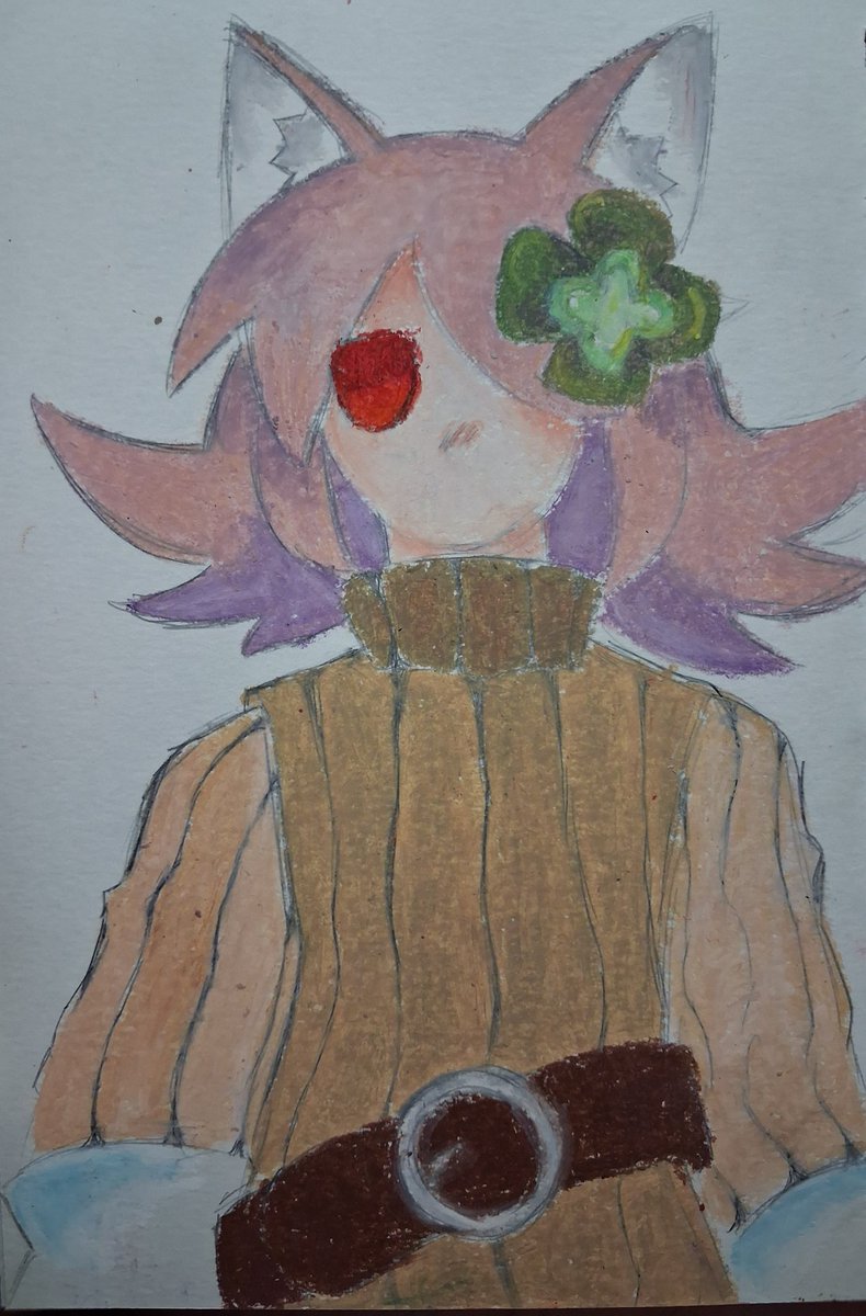 watsujui's tweet photo. It's Gimone. And my second attempt to use oil chalk. I just failed in not putting any kind of light and shadow, but that can be forgiven since I was too focused in finding the right combination for her colour pallette.

#funamuseum https://t.co/GEp0e7wZce