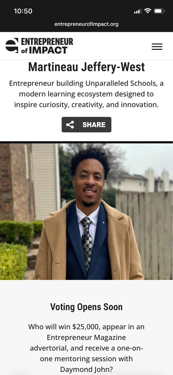 Sir_Martineau's tweet image. What if education adapted to the student instead of forcing the student to adapt to the system?

That’s the idea behind Unparalleled Schools.

Honored to be selected for the Entrepreneur of Impact competition.

Voting begins March 23.
#Education #Unparalleled Schools 💡