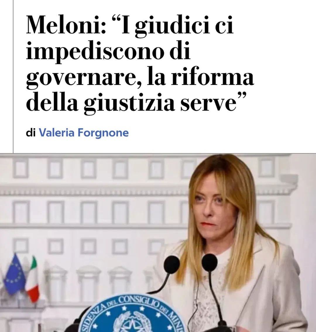 <a href="/GiorgiaMeloni/">Giorgia Meloni</a> Grazie per aver confessato che la riforma della giustizia serve per togliere l'autonomia alla magistratura e metterla sotto al controllo dell'esecutivo. È quello che volevo sentire. #IoVotoNo