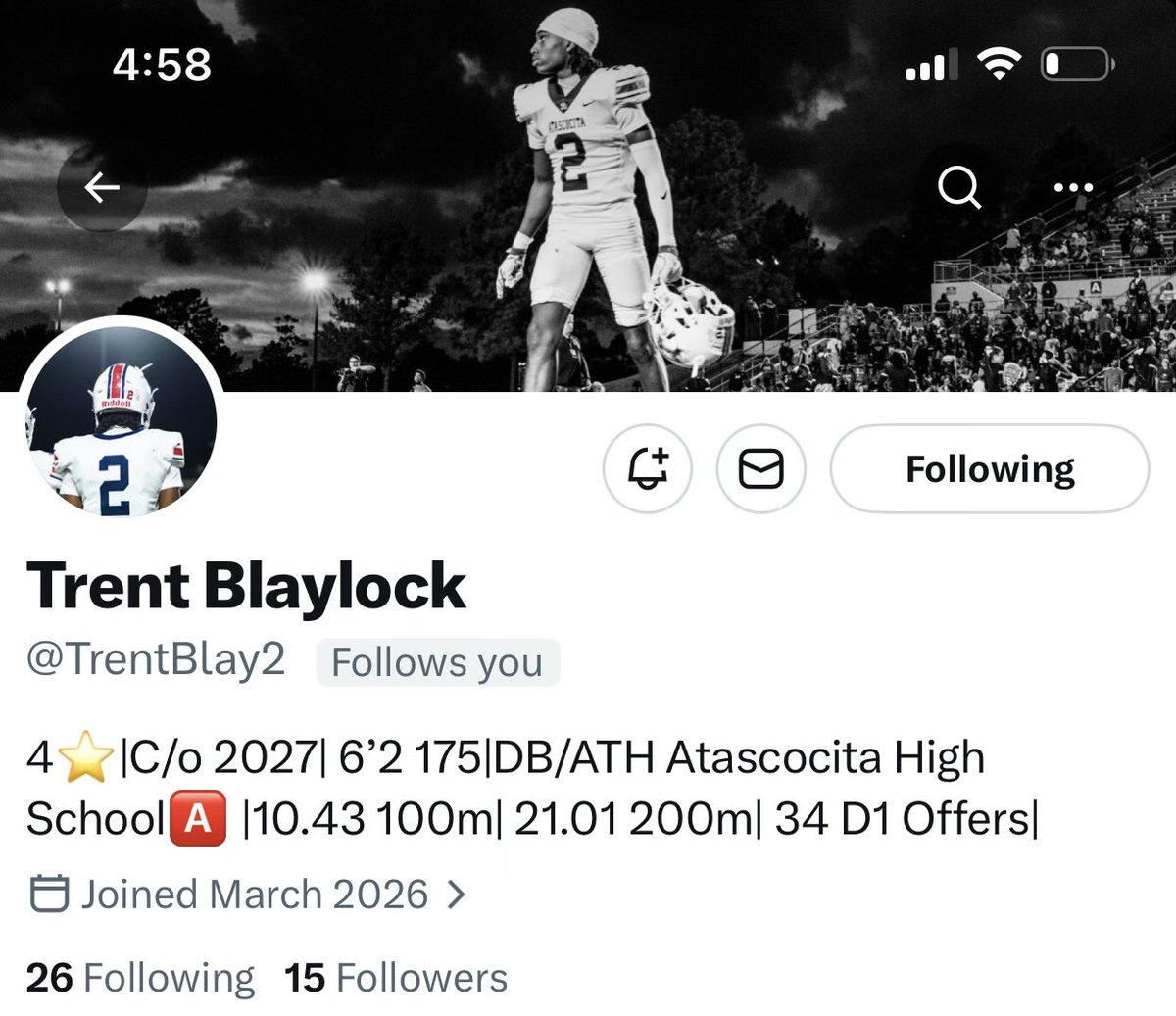 blaylock_23's tweet photo. New Account!!!!!! Go Follow the kid!!!! @TrentBlay2 https://t.co/1gVCFmFe0a