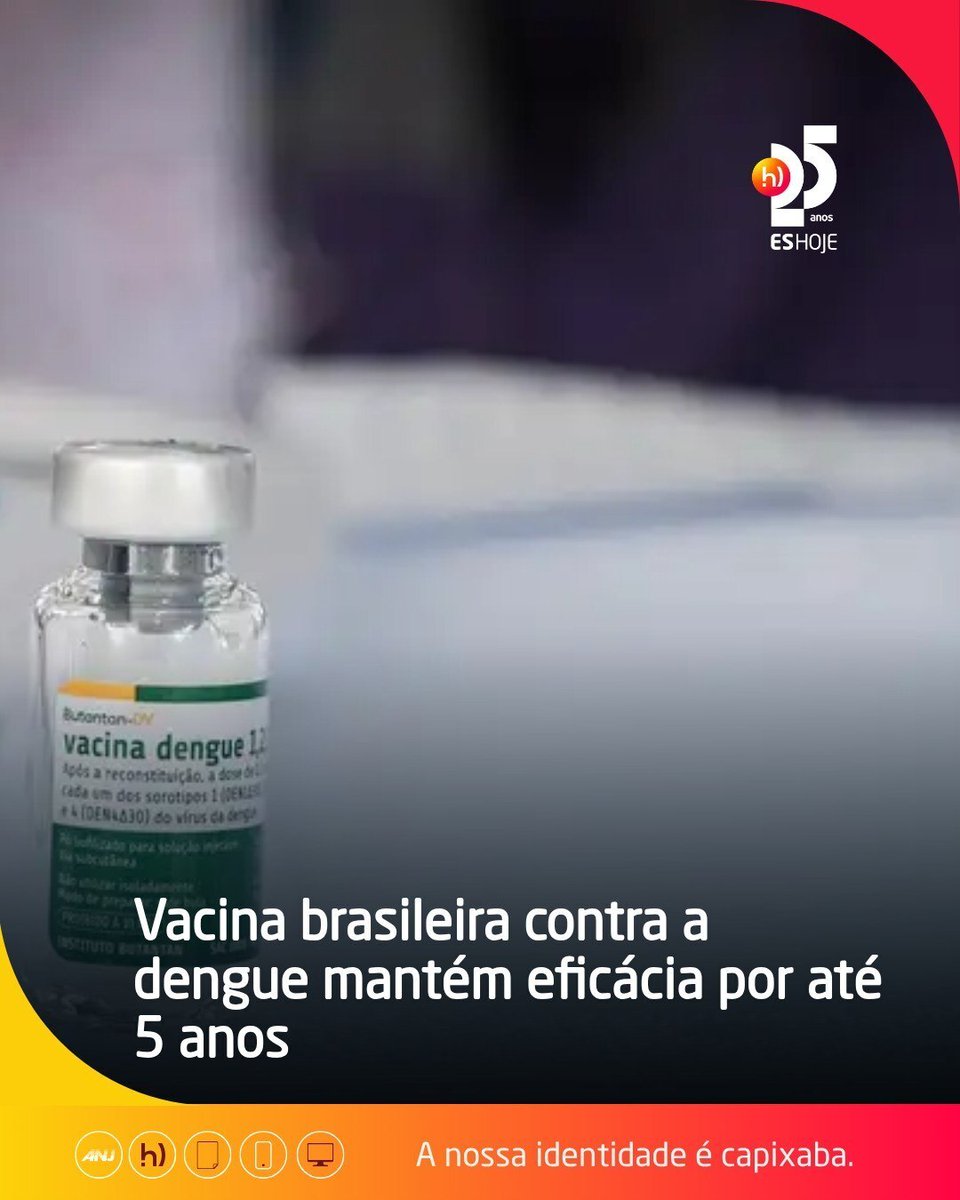 eshoje's tweet image. A vacina brasileira contra a dengue mantém alta proteção por pelo menos cinco anos, com eficácia comprovada contra as formas graves da doença. 💉🦟

Saiba mais em ES Hoje.
eshoje.com.br/saude/2026/03/…

#dengue #vacina #eshoje