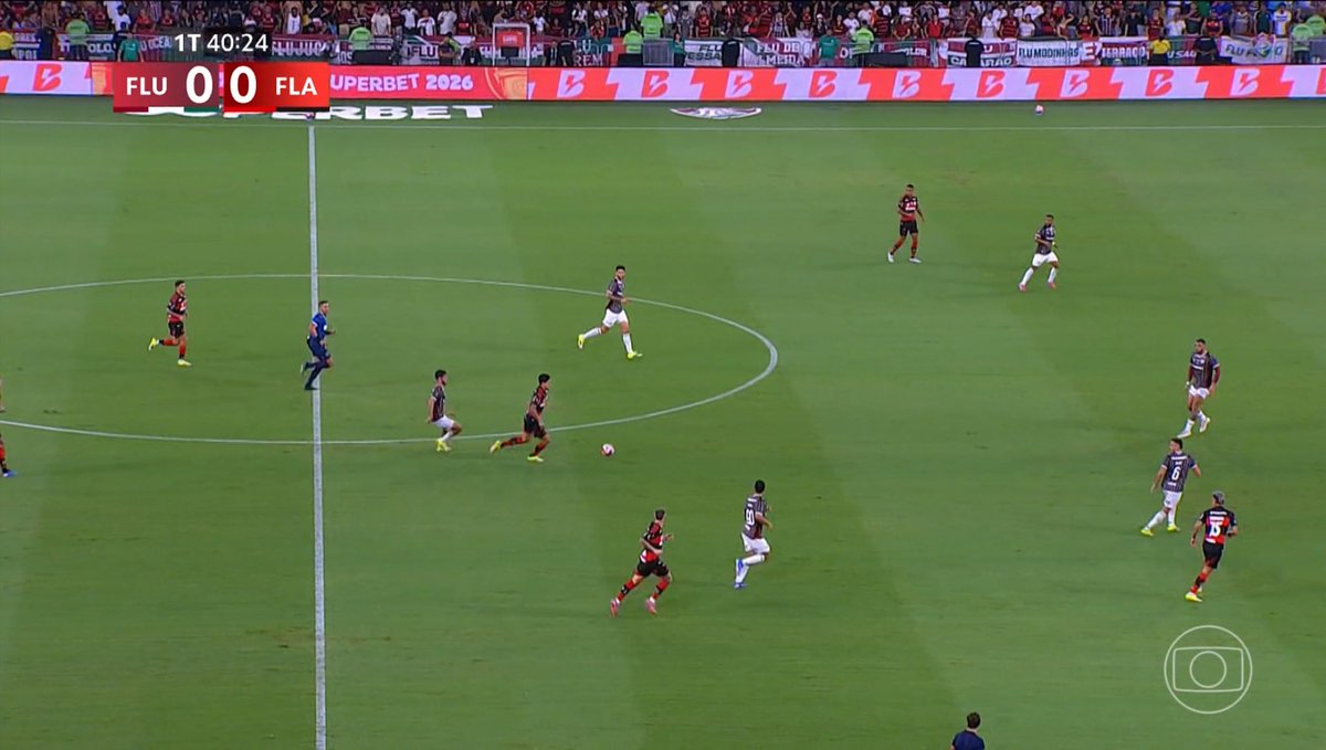O Fluminense atacou com perigo e a torcida puxou o NEEEENSE absurdamente alto, até o filho do Cano se empolgou

A torcida do Flamengo rebateu imediatamente com o MEEEENGO na mesma altura

Foi mais de 1 minuto disso. Minha mente imediatamente foi parar nos anos 2000

Maracanã com