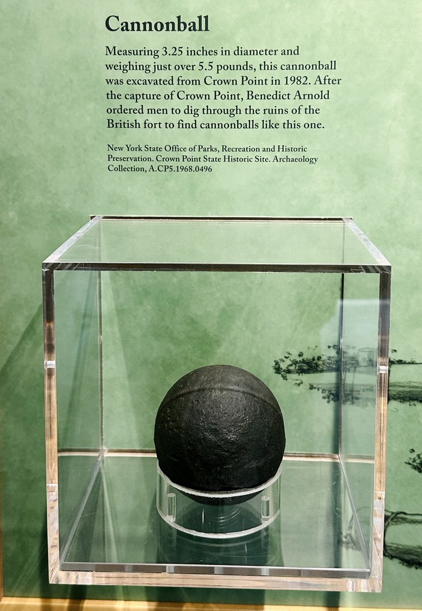 liz_july4th's tweet image. Benedict #Arnold at #CrownPoint #UpStateNY #LakeChamplain #HisMajestyFort #Cannonball #Ruins 

Displayed cannonball is housed at the visiting center of Crown Point Historic State Park 👇👇