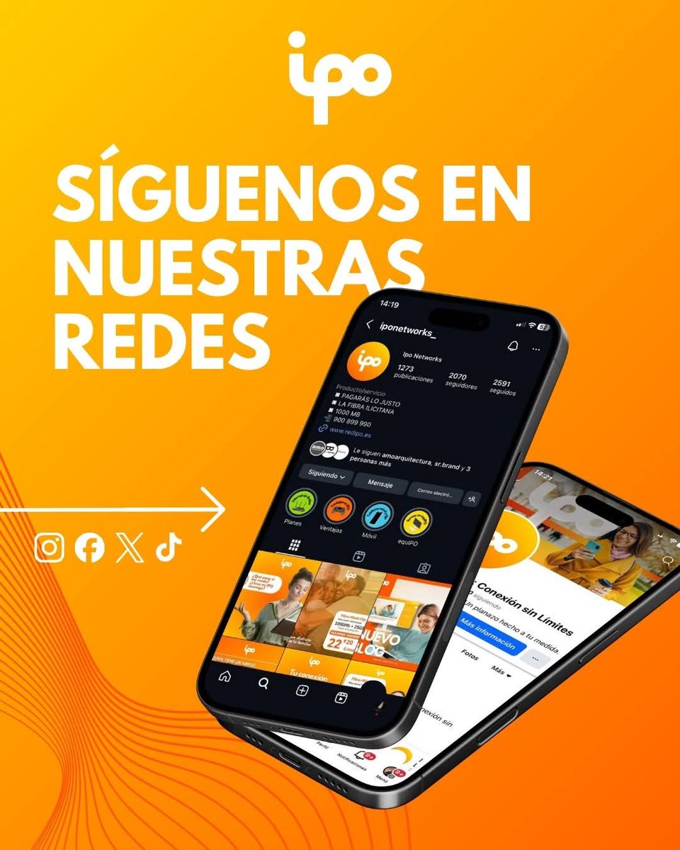 IPONetworks's tweet photo. ¿Ya sigues a IPO en redes? Consejos, novedades y todo sobre tu conexión.
Estamos más cerca de ti, también online.
Síguenos y no te pierdas nada. 

🌐 https://t.co/C8d0iUkrwv https://t.co/5wPVcKkVm5