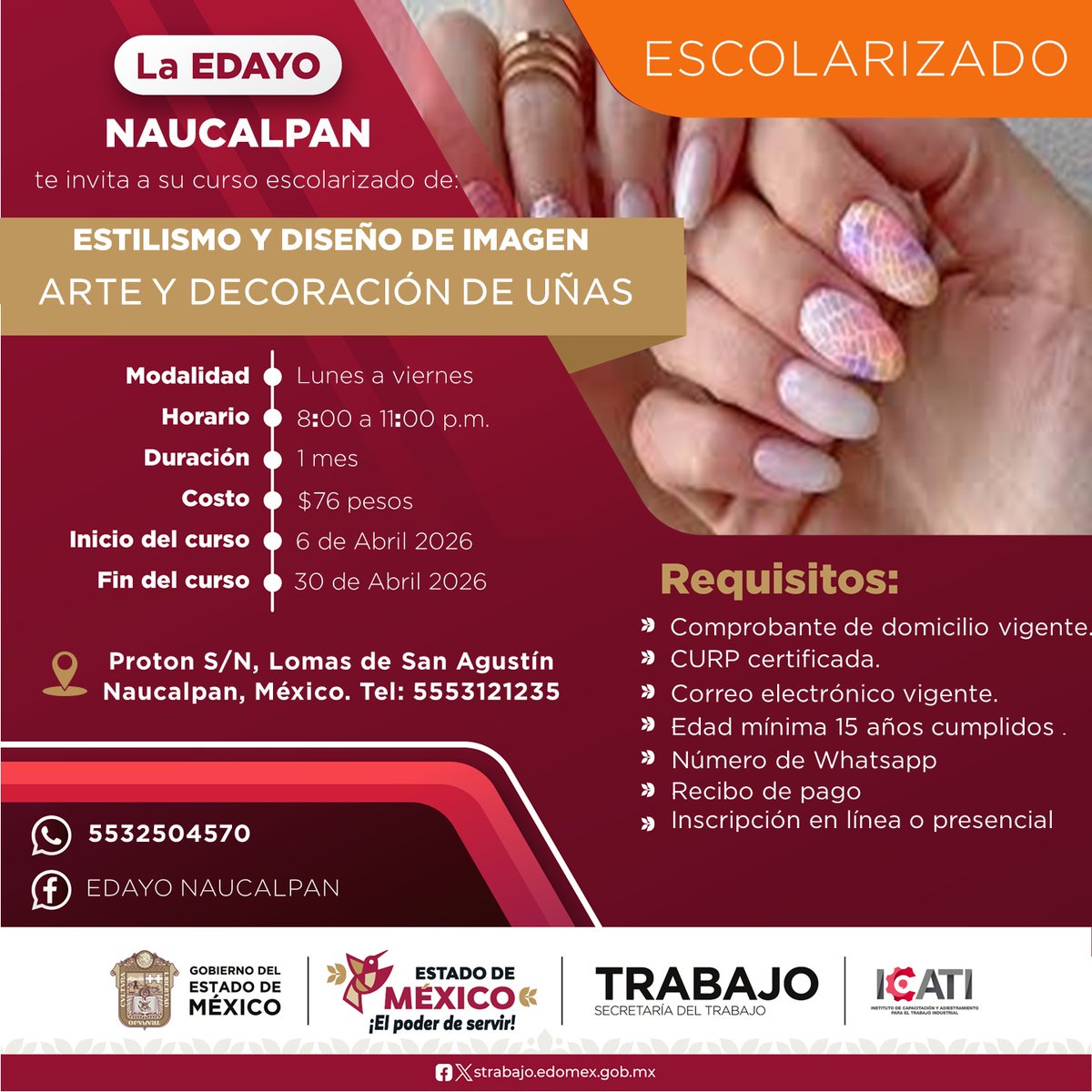 ¡ ABRIL 2026 !
¡ LINK DE INSCRIPCIÓN !
( si.icati.com.mx/inscripcion.do… )
CONTANCIA DE ESTUDIOS CON VALIDEZ OFICIAL POR PARTE DE LA SEP Y LA DGCFT
DUDAS O COMENTARIOS, NO DUDES EN PREGUNTAR, GRACIAS.
wa.link/qlfko2