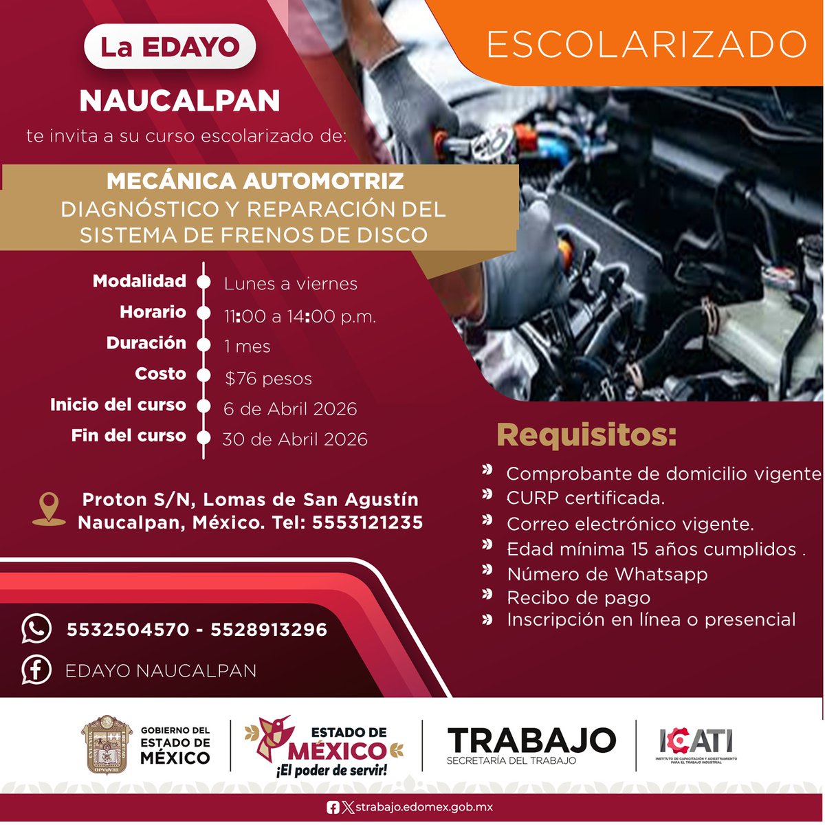 ¡ ABRIL 2026 !
¡ LINK DE INSCRIPCIÓN !
( si.icati.com.mx/inscripcion.do… )
CONTANCIA DE ESTUDIOS CON VALIDEZ OFICIAL POR PARTE DE LA SEP Y LA DGCFT
DUDAS O COMENTARIOS, NO DUDES EN PREGUNTAR, GRACIAS.
wa.link/qlfko2