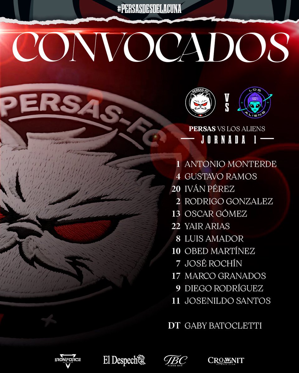 FCPersas's tweet photo. Nuestros CONVOCADOS para la jornada 1 🔥 

🐈🆚👽

#persasdesdelacuna #todossomospersas https://t.co/RdC14u410b