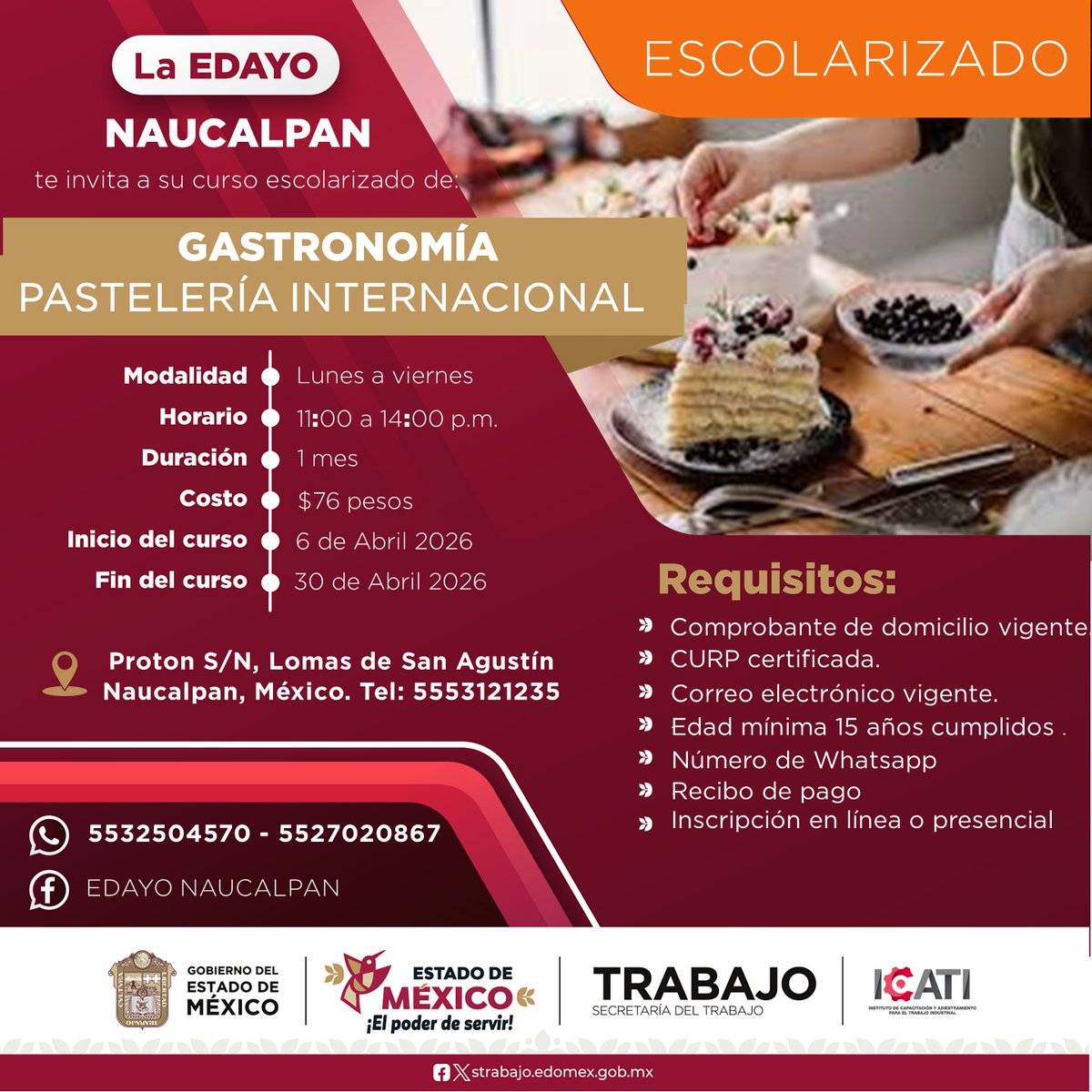 ¡ ABRIL 2026 !
¡ LINK DE INSCRIPCIÓN !
( si.icati.com.mx/inscripcion.do… )
CONTANCIA DE ESTUDIOS CON VALIDEZ OFICIAL POR PARTE DE LA SEP Y LA DGCFT
DUDAS O COMENTARIOS, NO DUDES EN PREGUNTAR, GRACIAS.
wa.link/qlfko2