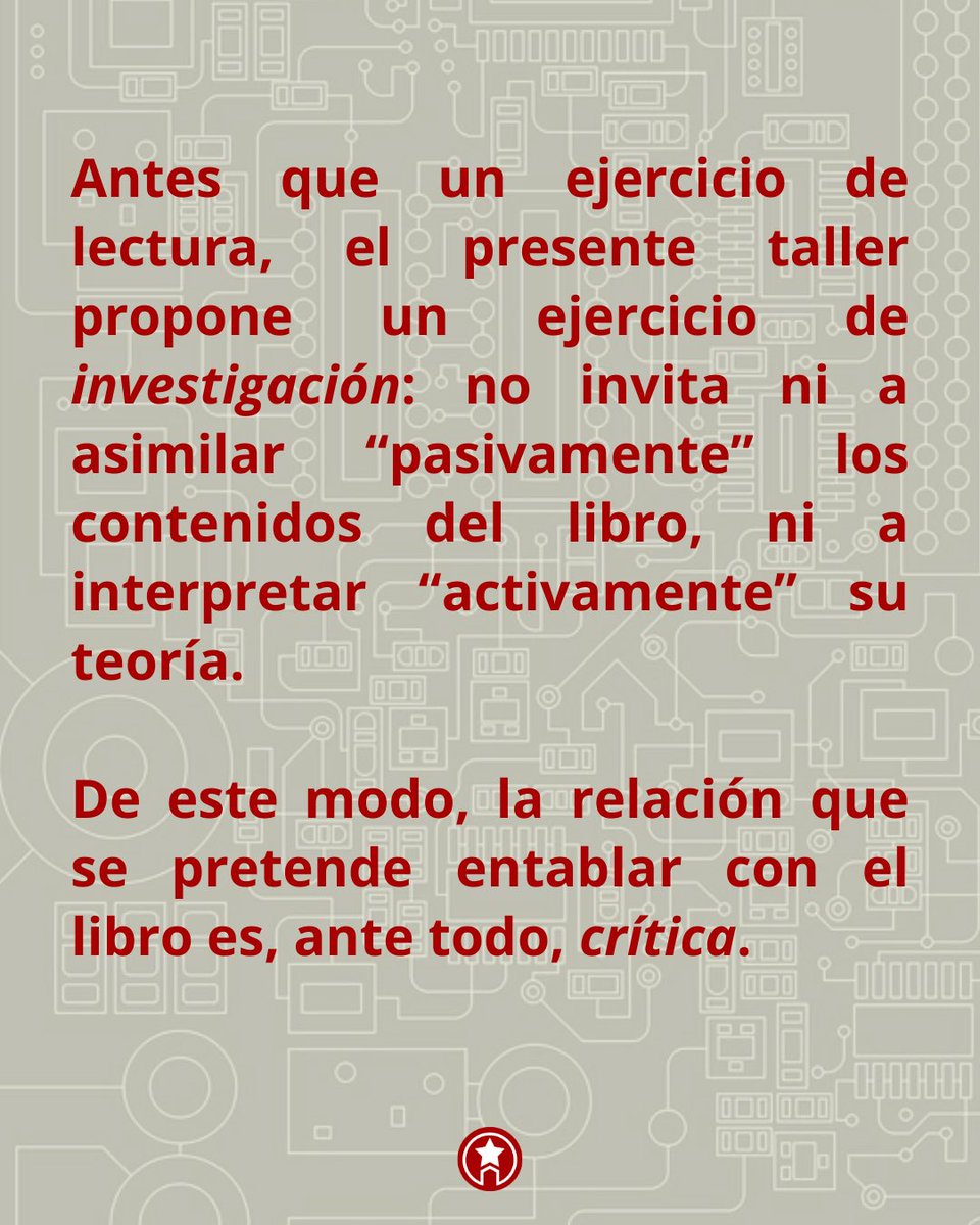 sicar_org's tweet photo. El capital I: taller virtual de lectura crítica 🚩

Inscripción abierta: https://t.co/eGDdZT7n9C

Modalidad virtual 🌐

Inicio: sábado 18 de abril 🗓️ 

Frecuencia semanal: sábados 14hs Arg; 12hs Perú; 11hs Mex; 18hs Esp ⏰ 

Arancel mensual: a voluntad (monto sugerido 8u$d) 📚

+ https://t.co/CnVVIwMCFc