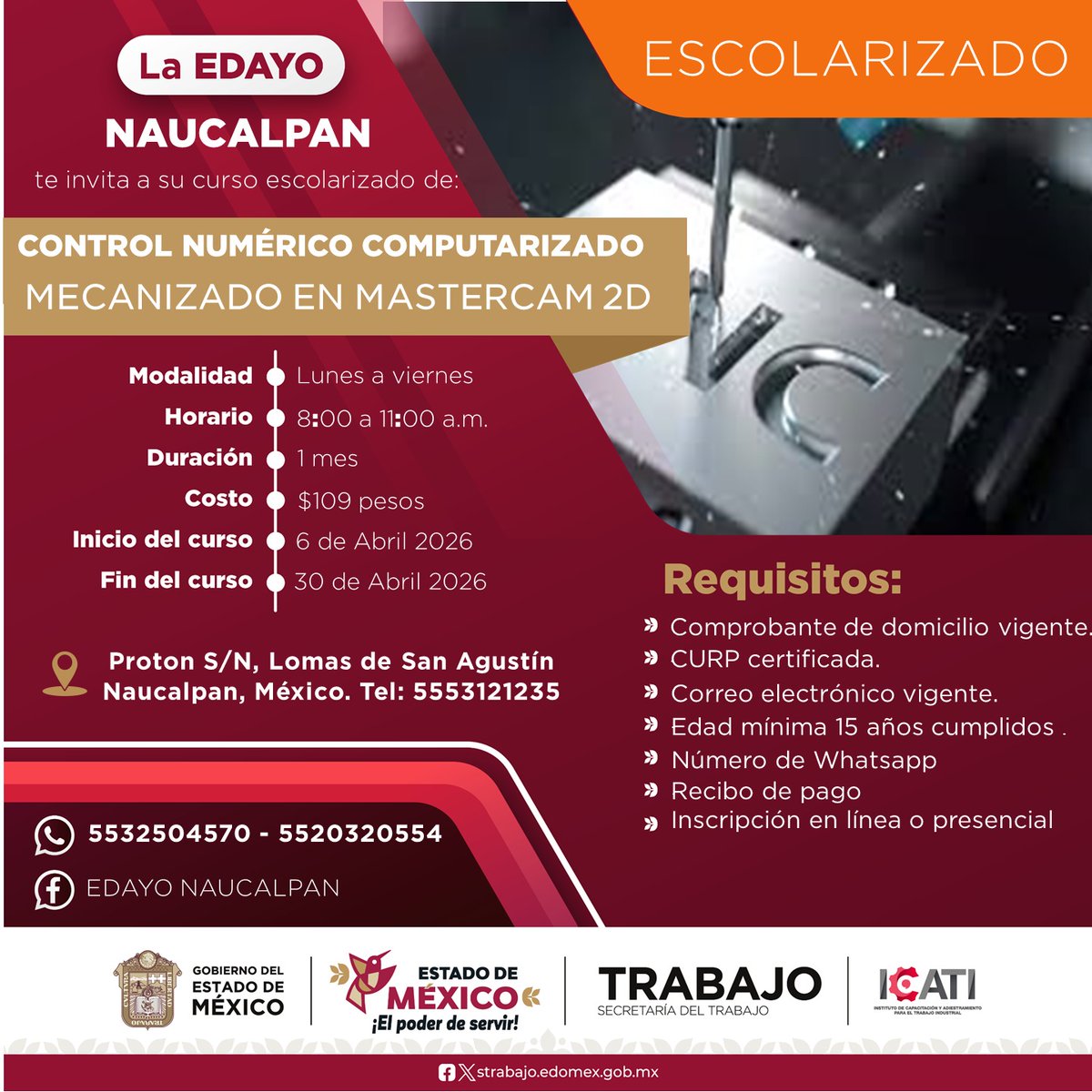 ¡ ABRIL 2026 !
¡ LINK DE INSCRIPCIÓN !
( si.icati.com.mx/inscripcion.do… )
CONTANCIA DE ESTUDIOS CON VALIDEZ OFICIAL POR PARTE DE LA SEP Y LA DGCFT
DUDAS O COMENTARIOS, NO DUDES EN PREGUNTAR, GRACIAS.
wa.link/qlfko2