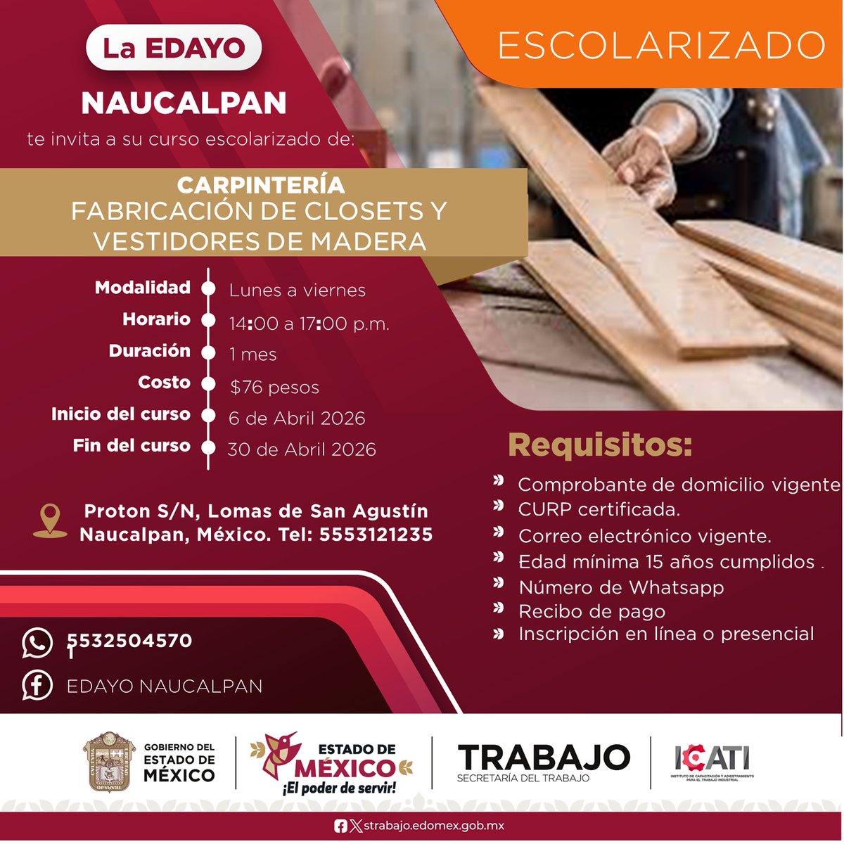 ¡ ABRIL 2026 !
¡ LINK DE INSCRIPCIÓN !
( si.icati.com.mx/inscripcion.do… )
CONTANCIA DE ESTUDIOS CON VALIDEZ OFICIAL POR PARTE DE LA SEP Y LA DGCFT
DUDAS O COMENTARIOS, NO DUDES EN PREGUNTAR, GRACIAS.
wa.link/qlfko2