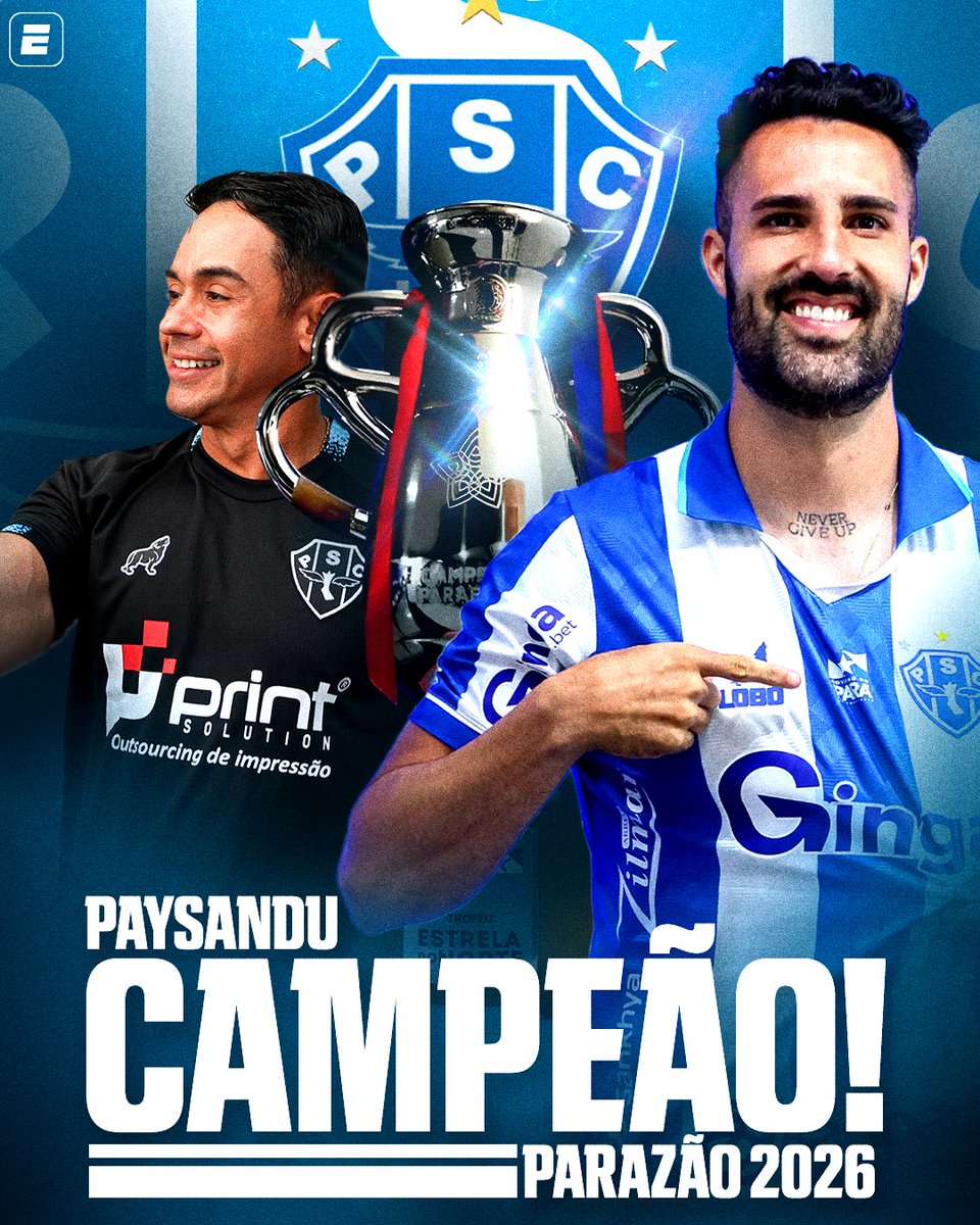 ESPNBrasil's tweet photo. DEU PAPÃO NO PARAZÃO! 💙
Após vencer o primeiro jogo da final por 2 a 1 e empatar o jogo de hoje por 0 a 0, o Paysandu se sagrou campeão Paraense em cima do seu maior rival, no clássico RE-PA!
#FutebolNaESPN #Repa #Paysandu https://t.co/KgTysRZD0o