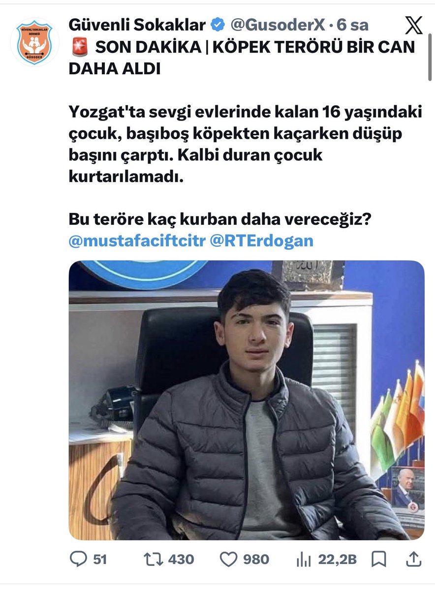Bir genç ölmüş, sebebi köpek diyerek iftira atıyorlar. Artık yeter böyle kötülük Orta çağda bile görülmemiştir. Zavallı hayvanlara yapmadıkları kalmadı...

Mazlumların ahını alıyor, ölü çocukların acısını propaganda malzemesi yapıyorlar.

 Gerçeğin üstünü örtüyor, kolay bir günah