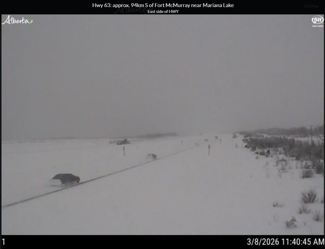 511Alberta's tweet image. Hwy63 &amp;amp; Hwy881 are experiencing heavy snowfall causing reduced visibility. Adjust your driving to the conditions. (11:48am) #ABRoads #ABStorm #ymm