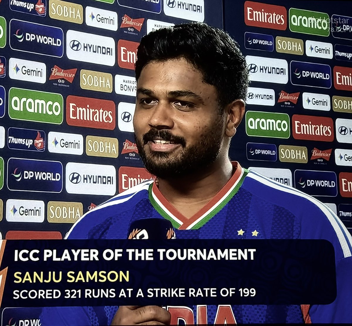 atulkasbekar's tweet photo. Just so happy for this guy 
Brilliant tournament 
Set the tone for all our innings when it mattered 

Sanju Samson
A lesson in NEVER giving up
Out of the team at one point
Player of the Tournament tonight

What A Warrior!
Jai Hind 

@IamSanjuSamson https://t.co/AS5s1aULbT