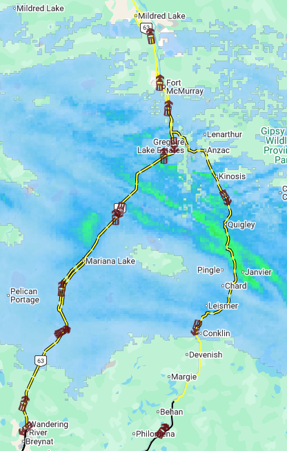 511Alberta's tweet image. Hwy63 &amp;amp; Hwy881 are experiencing heavy snowfall causing reduced visibility. Adjust your driving to the conditions. (11:48am) #ABRoads #ABStorm #ymm