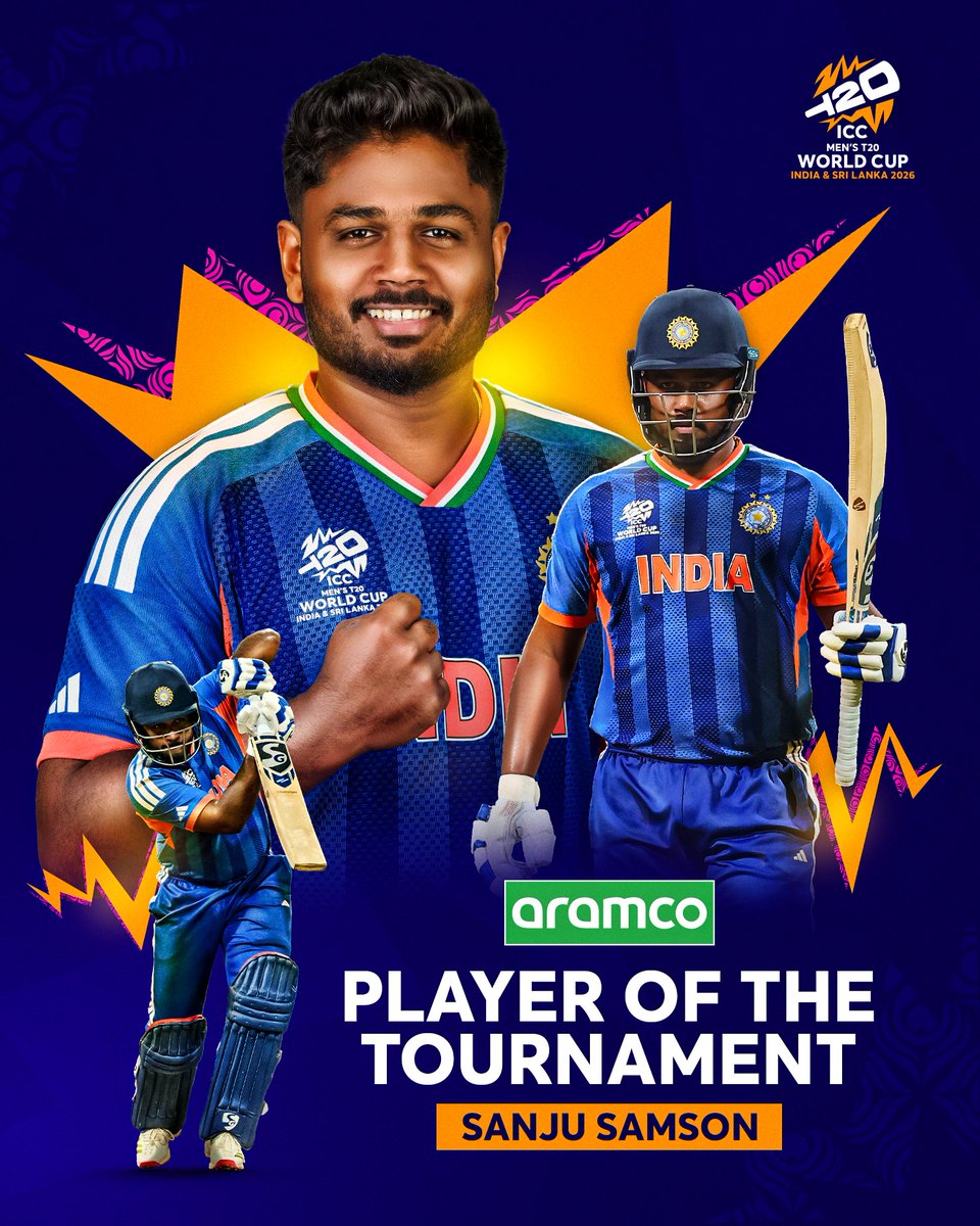 A story written in grit rewarded with the <a href="/aramco/">aramco</a> #T20WorldCup Player of the Tournament for Sanju Samson 🌟