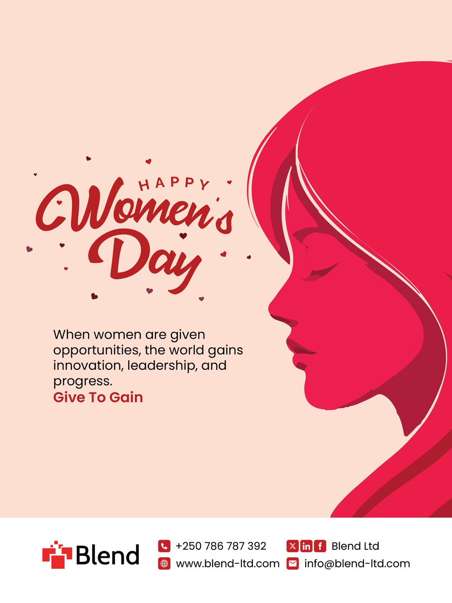 blend_ltd's tweet photo. When women are given opportunities, the world gains innovation, leadership, and progress.
Today we celebrate the strength, resilience, and impact of women who continue to shape industries, communities, and the future. https://t.co/vTPZe1ABzs