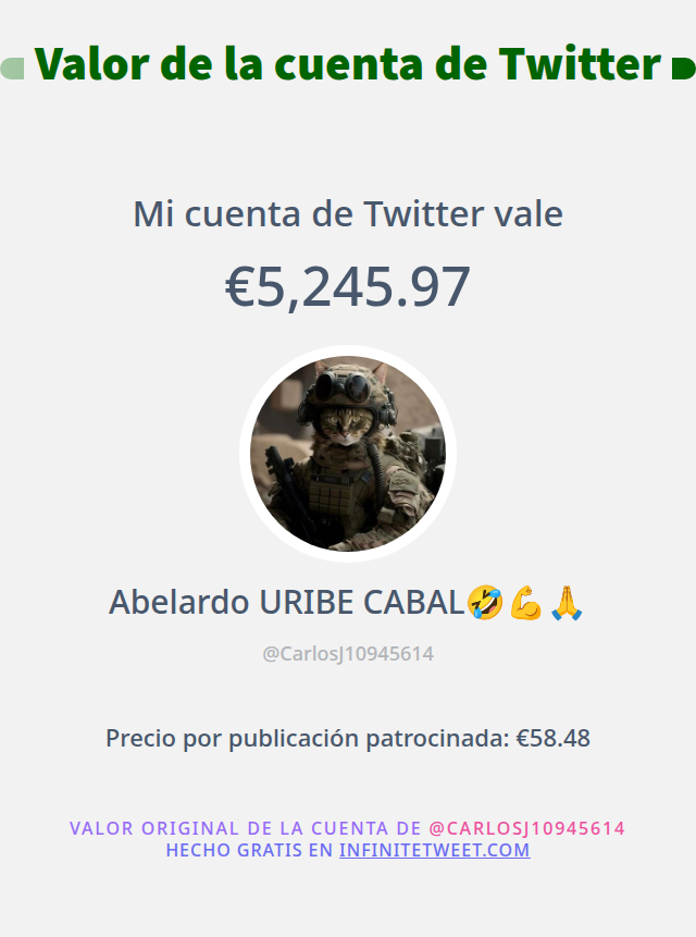 Mi valor en Twitter es de: €5,245.97

➡️ infinitetweet.me/account-worth?…