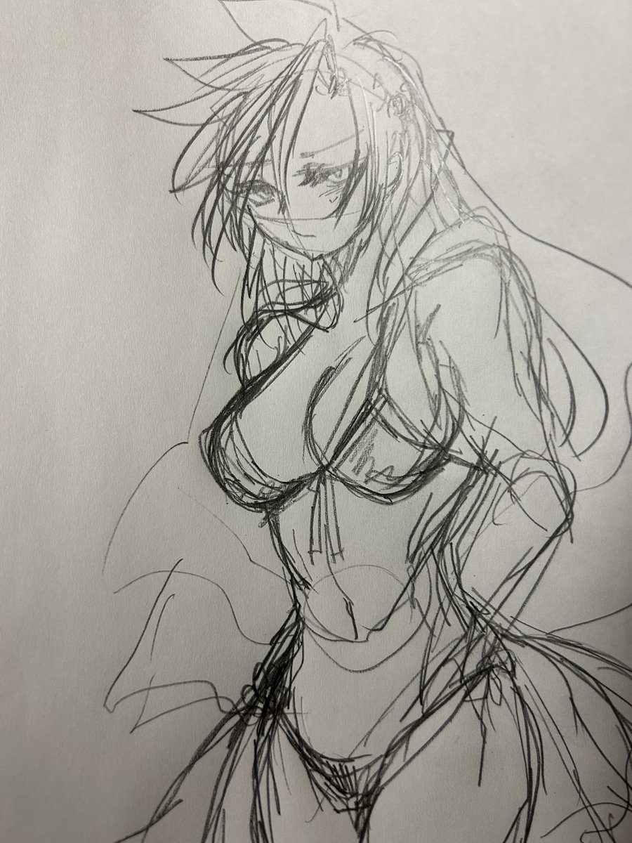 ク♀の落書き。生き恥考えてたけどただの水着