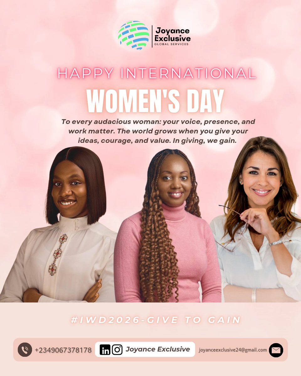 Data_with_Joyce's tweet photo. We celebrate the strength, impact, and courage of every woman around the world.

To women who know their dreams are valid.

Women who remain brave through every challenge.

To every rising female:

Keep thriving.
Keep showing up.

#HappyInternationalWomensDay2026
#IWD https://t.co/Txj3Y5NeqY