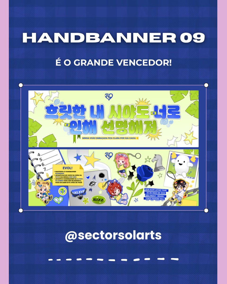 XLOVnoBrasil's tweet photo. A votação finalmente chegou ao fim!✨
Com 50,8% dos votos, o banner vencedor foi o de @sectorsol
Parabéns pelo talento e pelo trabalho incrível!💚💚
#xlov #evol #xlovlatam #handbanner https://t.co/w5TNNyk9ii