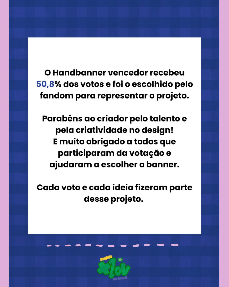 XLOVnoBrasil's tweet photo. A votação finalmente chegou ao fim!✨
Com 50,8% dos votos, o banner vencedor foi o de @sectorsol
Parabéns pelo talento e pelo trabalho incrível!💚💚
#xlov #evol #xlovlatam #handbanner https://t.co/w5TNNyk9ii