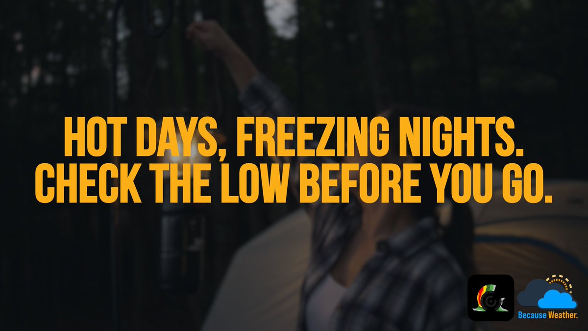 RadarOmega's tweet image. Desert temps can swing 30-40°F after sunset. 🌡️ Don’t let a warm afternoon fool you; pack layers, a proper sleeping bag, and a solid sleep system. 🌙 #DesertCamping #CampSmart #WeatherAware