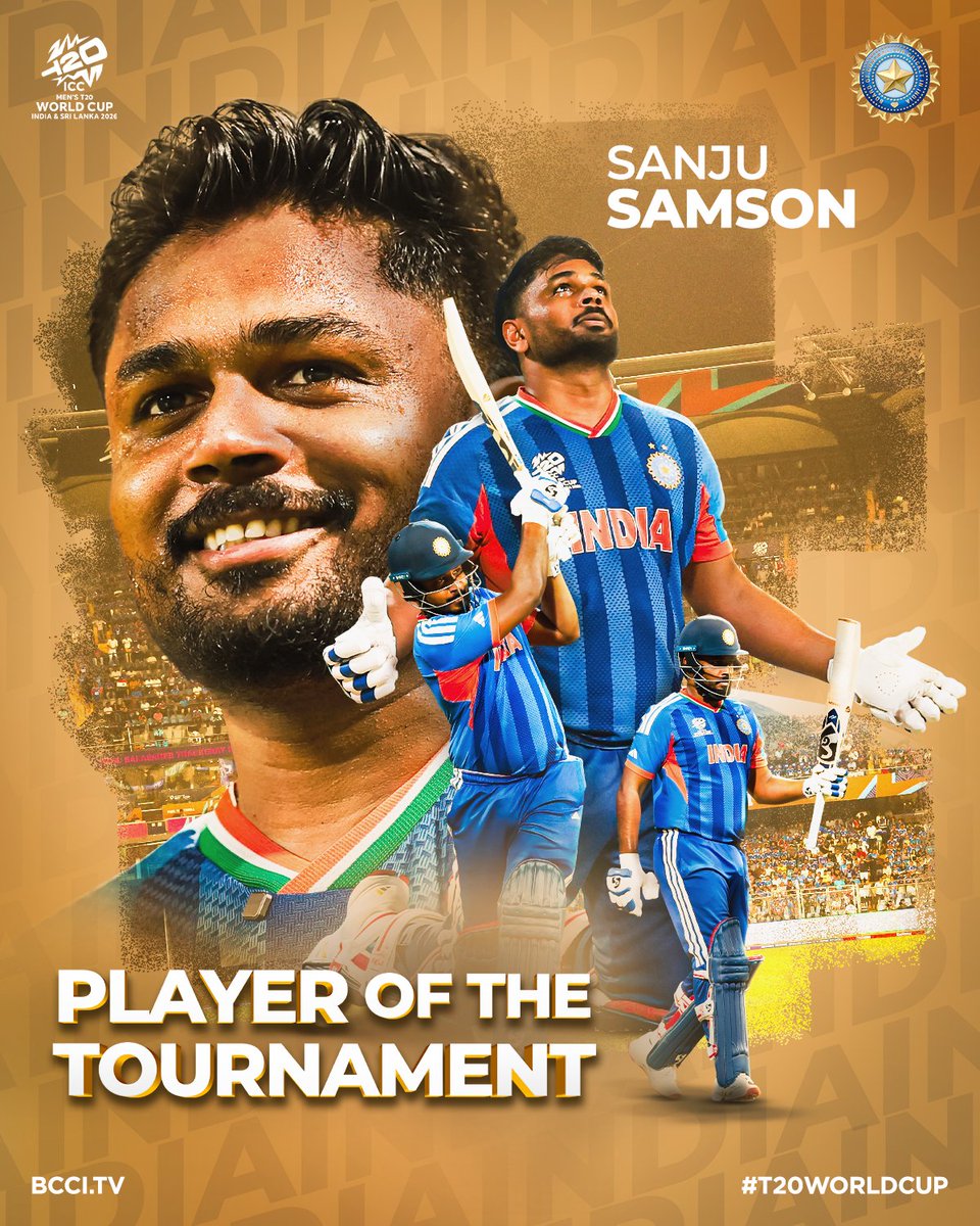 3️⃣2️⃣1️⃣ RUNS 🔥
3️⃣ FIFTIES 👏
8️⃣0️⃣.2️⃣5️⃣ AVERAGE ✨

A performance for the ages from SANJU SAMSON 🫡

#TeamIndia | #T20WorldCup | #MenInBlue | #Final | #INDvNZ | <a href="/IamSanjuSamson/">Sanju Samson</a>