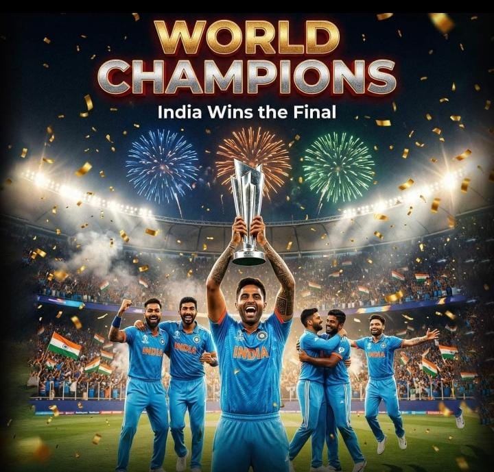 Congratulations 🎉🎉 to all , we are champions #INDvNZ #IndiaVsNewZealand #T20WorldCup2026final #T20WC2026 #India #CricketFinal #Cricket