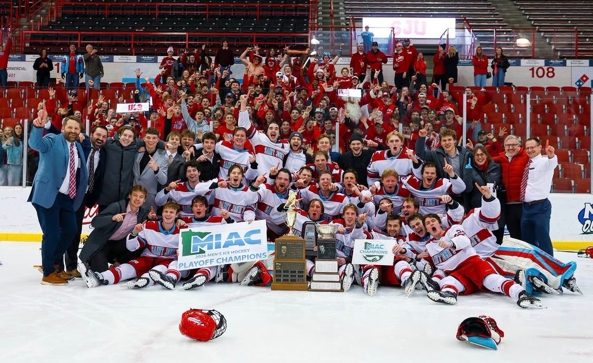 StCloudNorsemen's tweet photo. CONGRATS ST. JOHNS!! 🎉

St. John’s Men’s hockey win MIAC Playoffs in Overtime!!
Congratulations St. John’s Hockey!

 #wethenorse #nahlhockey #norsemen #norsemenhockey #stcloudnorsemen https://t.co/OIhD0bqJL2
