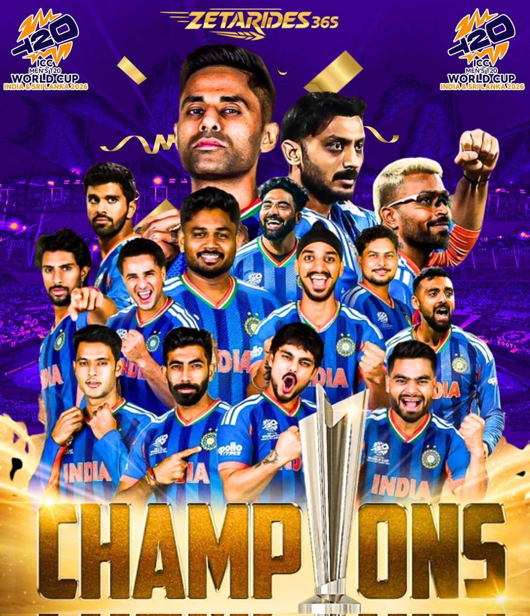 CHAMPIONS OF  T20 WORLD CUP 2026 

#INDIA #INDIA #INDIA

Our Boys Defend again in Our Home Den
Congratulations India 
Hats Off To Samson (Chetta)