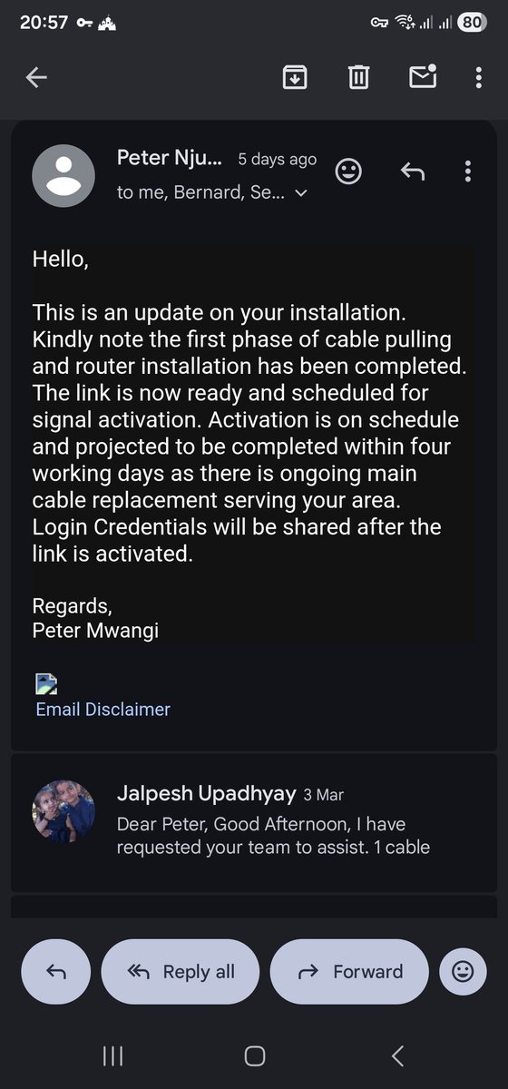pragnajal's tweet photo. @FaibaJTL__ installation done on 3rd March up to now not activated...

Says 4days activation done... But just story. https://t.co/bzEkJcVpWW