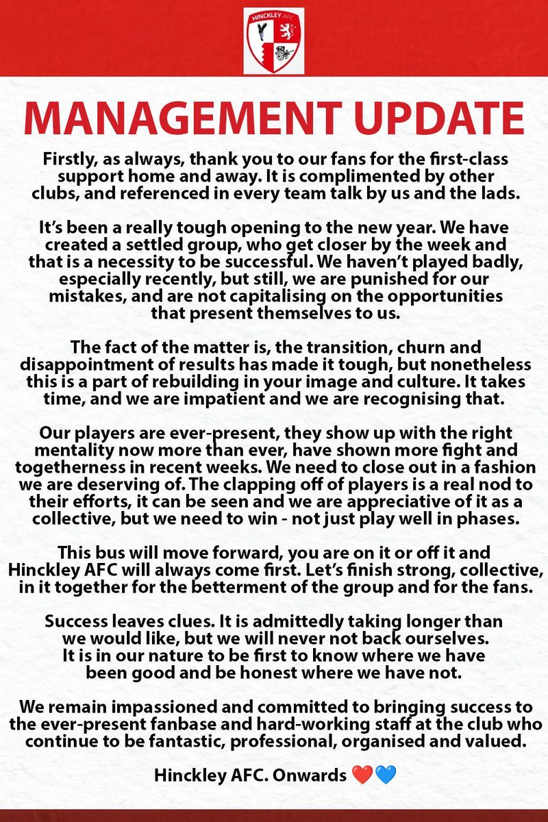 Hinckley AFC tweet media
