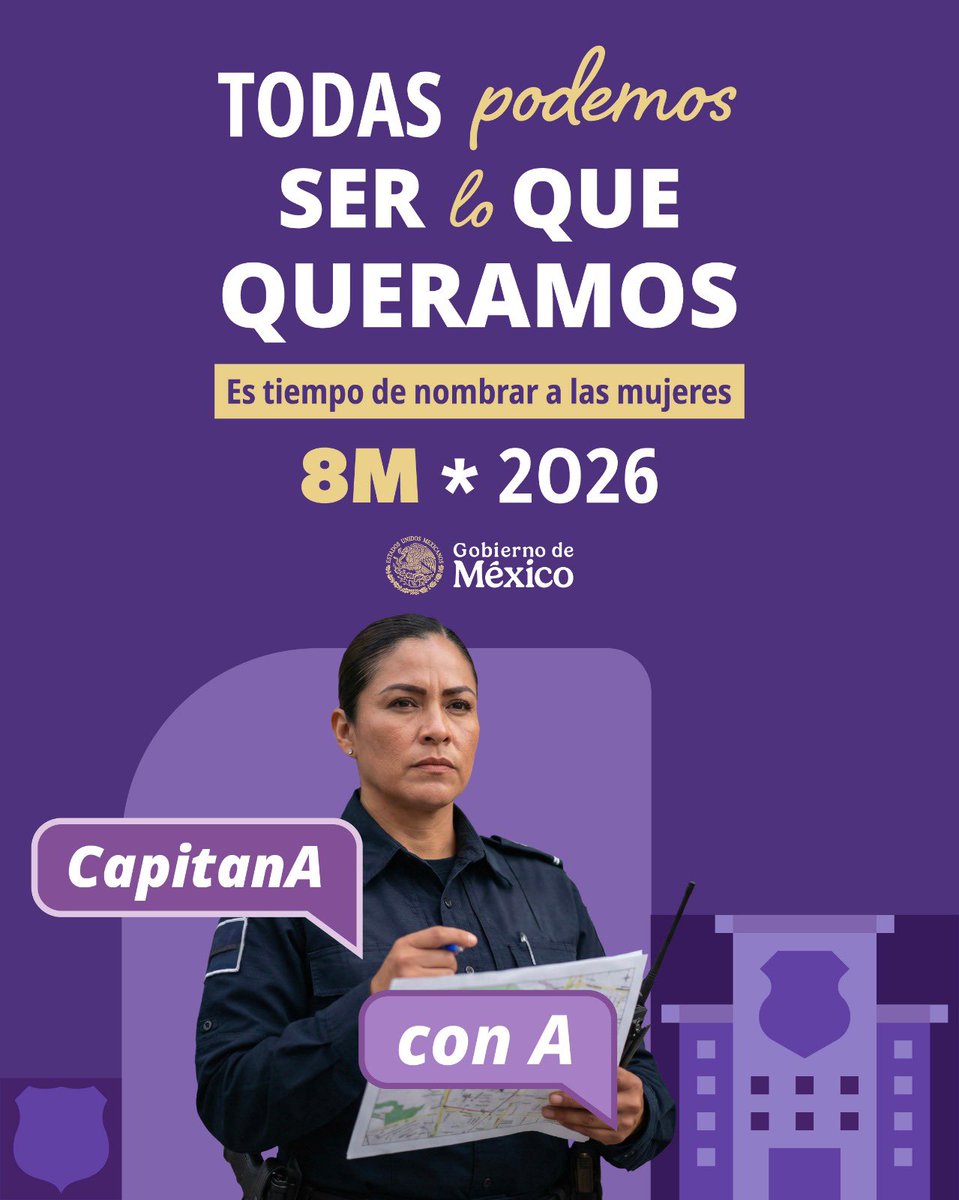 AEM_mx's tweet image. Las mujeres podemos #SerLoQueQueramos

🟪CapitanA #ConA

En México, es tiempo de nombrar a las mujeres. 

 #8M2026