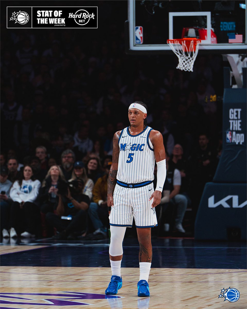 Paolo Banchero is one of 7 players since 1979-80 to have 5,000+ PTS, 1,500+ REBS and 1,000+ ASTS in their first 250 games, joining Bird, G. Hill, Francis, James, Doncic and Williamson.

Stat of the Week presented by <a href="/HardRockBet/">Hard Rock Bet</a>