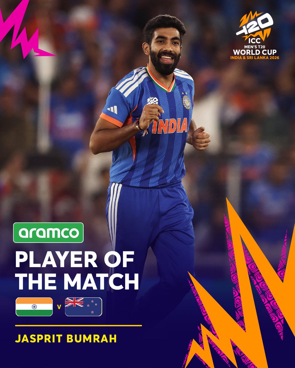 Jasprit Bumrah was unstoppable with the ball as always as he powered India to a big win over New Zealand in the #T20WorldCup Final 🤩

He wins <a href="/aramco/">aramco</a> POTM 🎖️