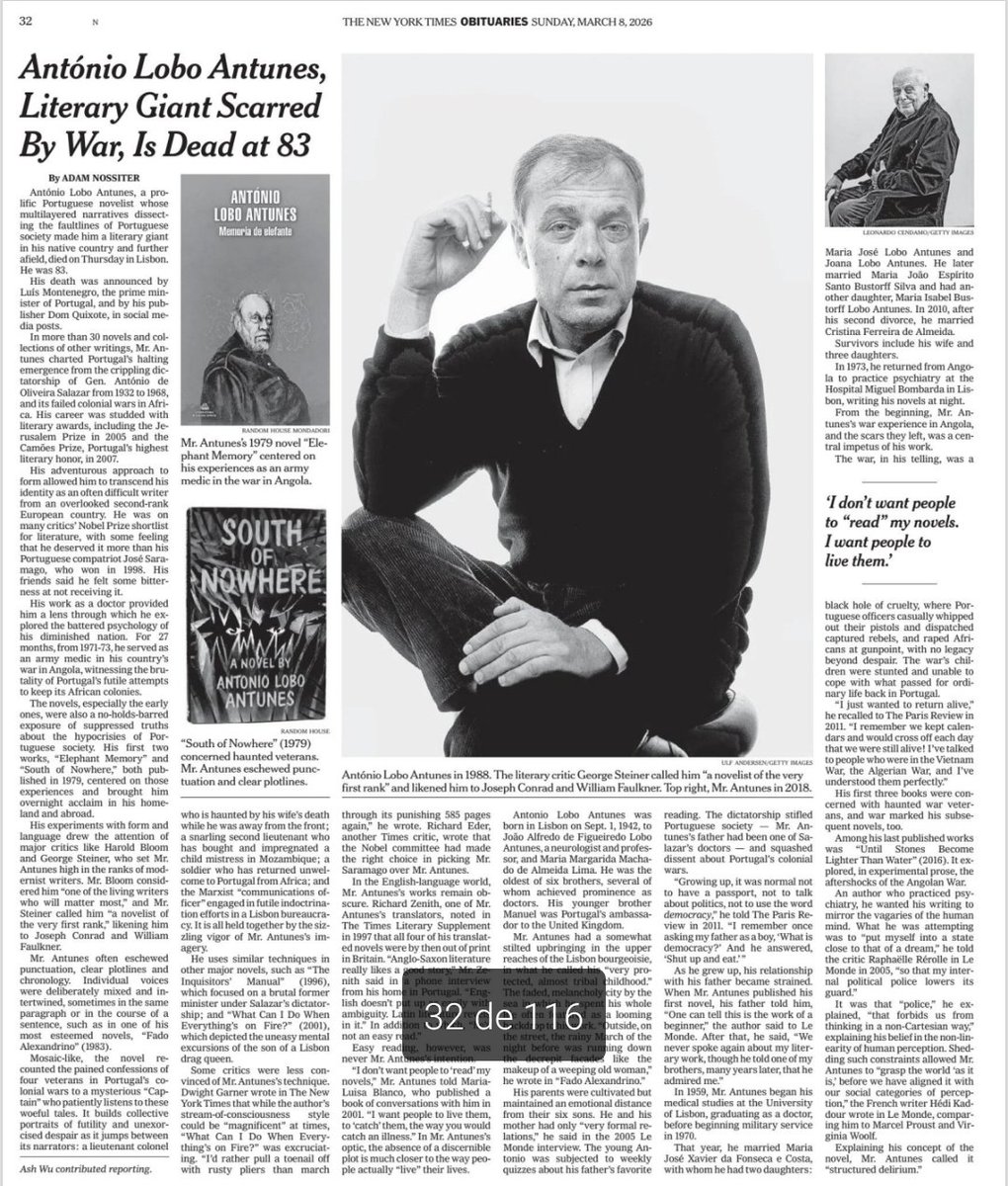 Nem todos têm direito a um obituário destes no NYT. Deve fazer uma certa urticária a alguns....