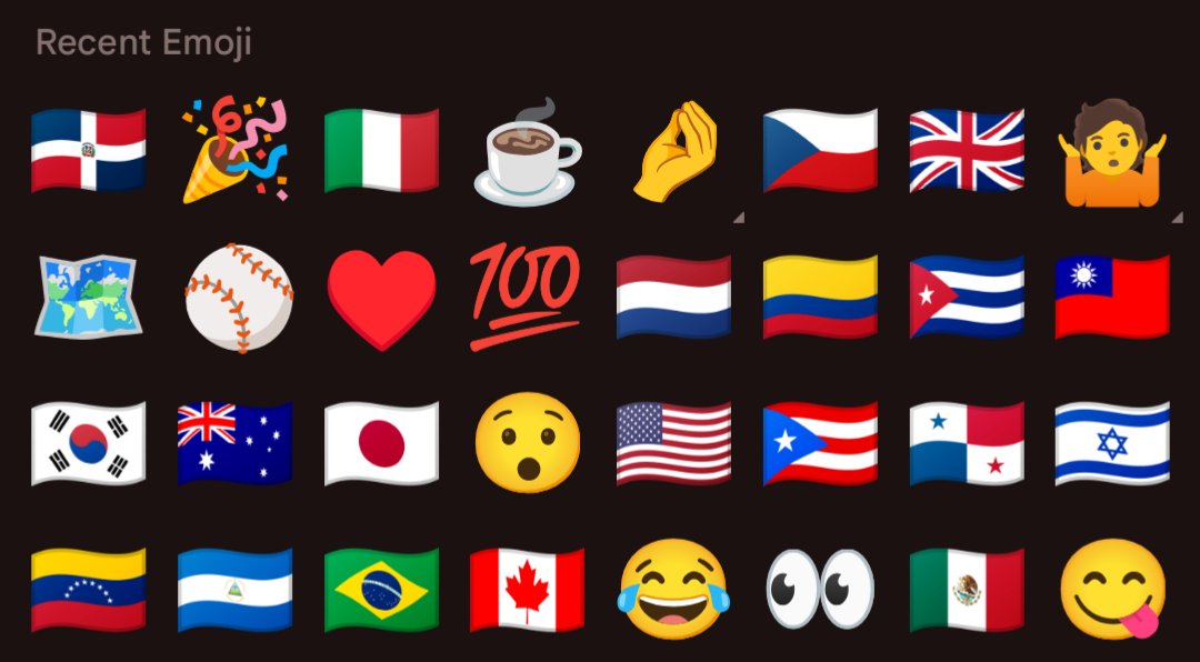 Jacob_Rogers's tweet photo. What my most recent emojis looks like this week. #WorldBaseballClassic https://t.co/END0WC58Xd