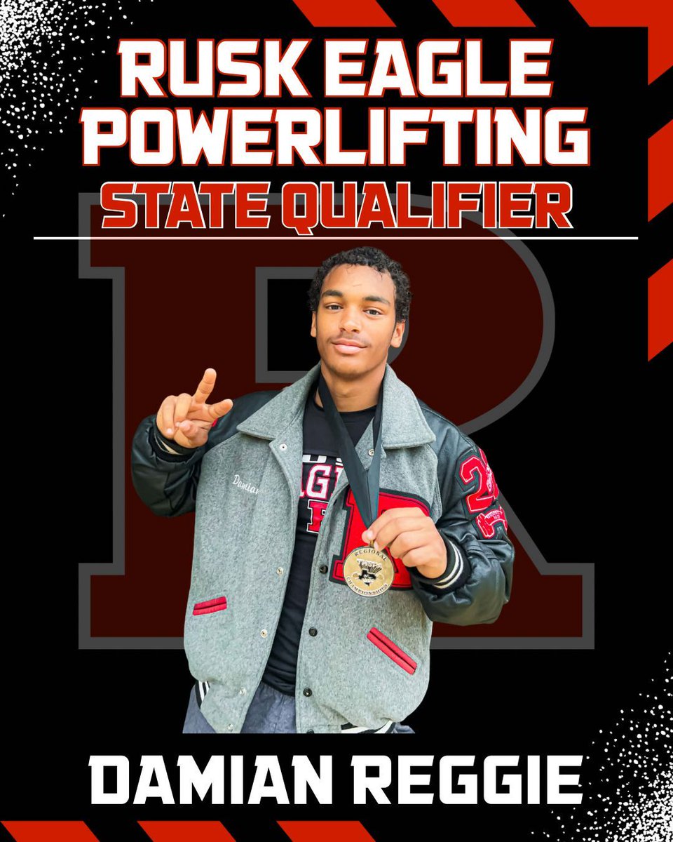 Congratulations to Damian Reggie, our State Qualifier, who will represent Rusk at the State Meet in Abilene on Friday, March 27th. 
Good luck Damian!

#TakeFlight
