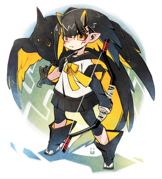 もっちりした鳥を使役している弓使い #オリジナル