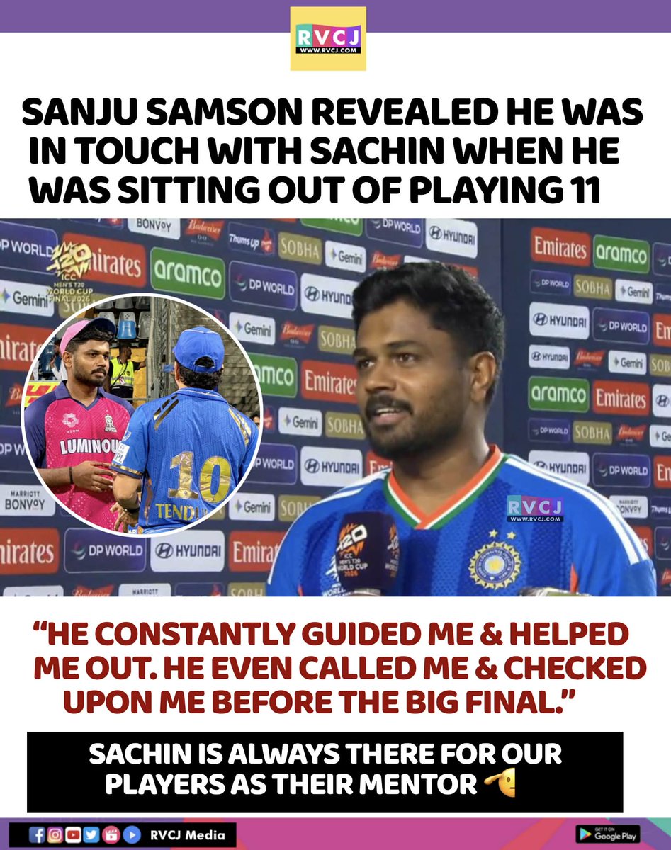 RVCJ_FB's tweet photo. Sanju Samson on Sachin Tendulkar https://t.co/XquMgdxUuM