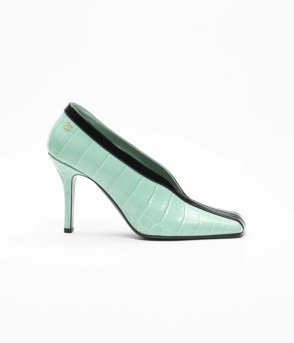 seangarrette's tweet photo. I love the new Chanel pumps — especially the mint croc. I think they’re well priced for Chanel also. https://t.co/RSUWySwWDs